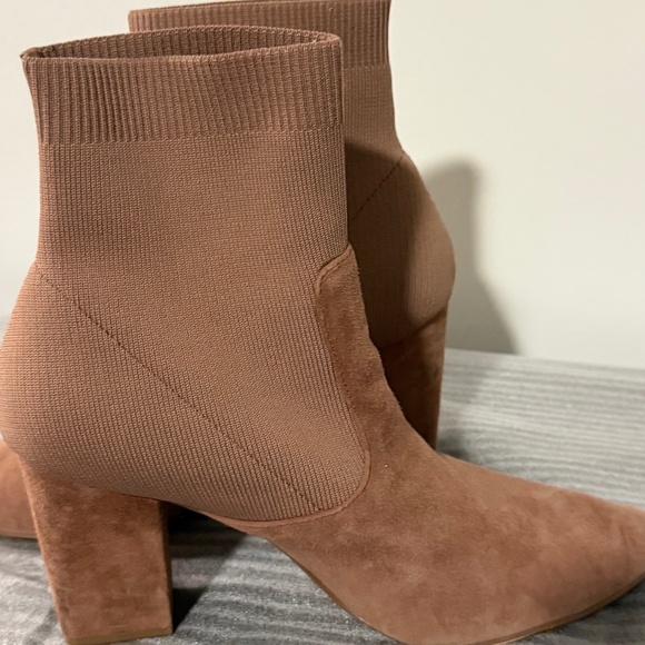 Steve Madden Sock Booties | Ribbed Knit Ankle Boots | Block Heel | Dusty Rose 11 - Picture 1 of 3